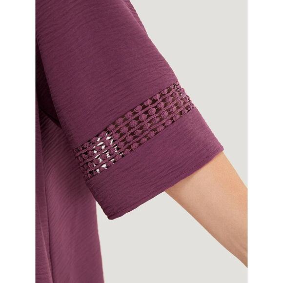 Plus Size 18 - 20 • 2x • BloomChic • mauve  Gathered Lace Patchwork Blouse - Picture 9 of 14